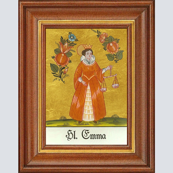 Hinterglasbild - Heilige Emma - Patronatsbild Taufe Namenspatron 12,7x16