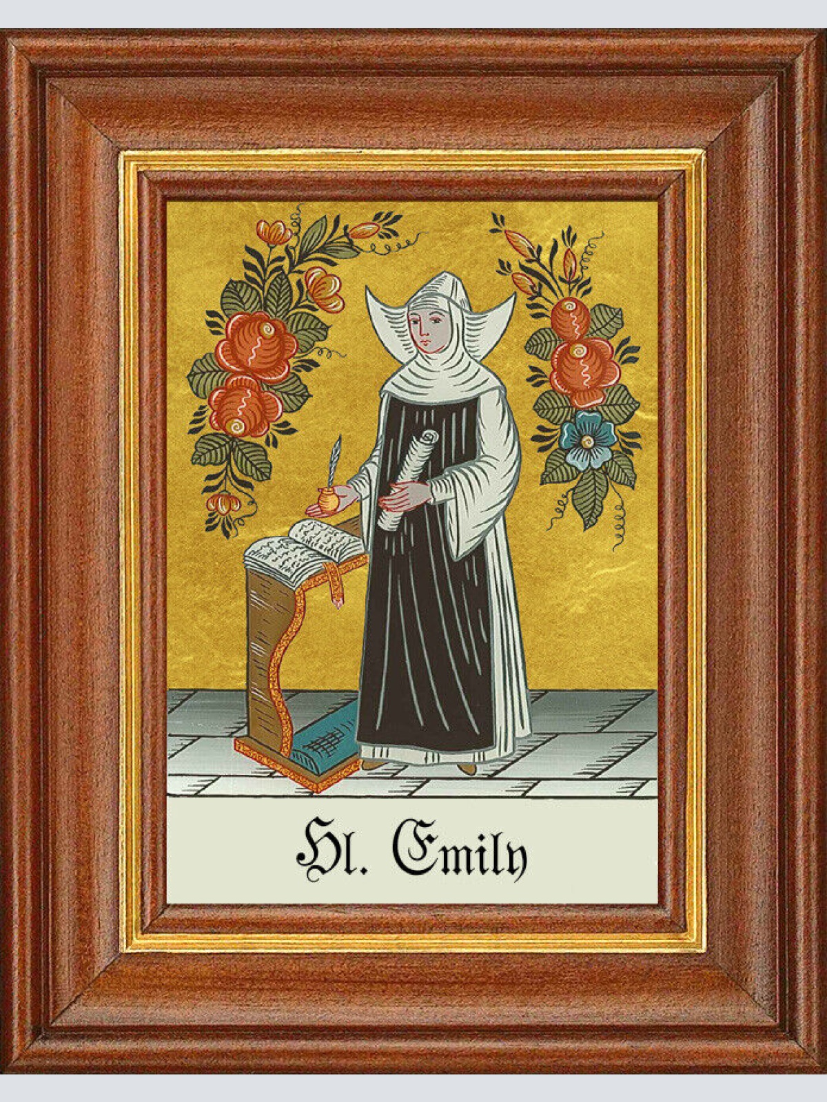 Hinterglasbild - Heilige Emily - Patronatsbild Taufe Namenspatron 12,7x16