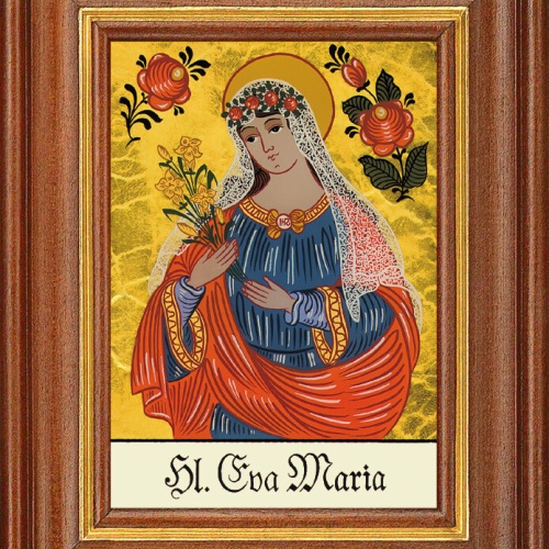 Hinterglasbild - Heilige Eva Maria - Patronatsbild Taufe Namenspatron 12,7x16