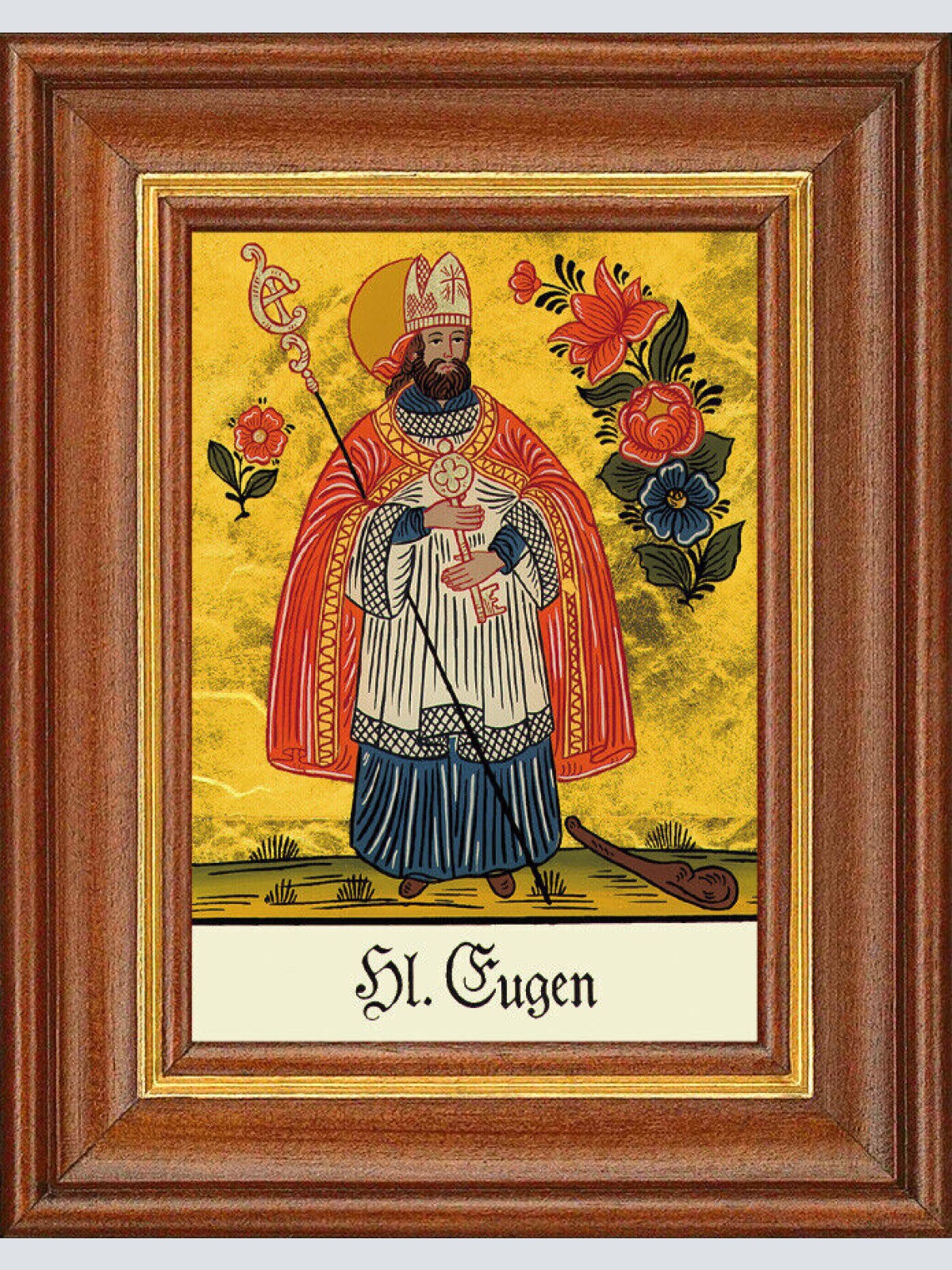 Hinterglasbild - Heiliger Eugen - Patronatsbild Taufe Namenspatron 12,7x16