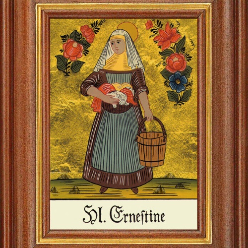 Hinterglasbild - Heilige Ernestine - Patronatsbild Taufe Namenspatron 12,7x16
