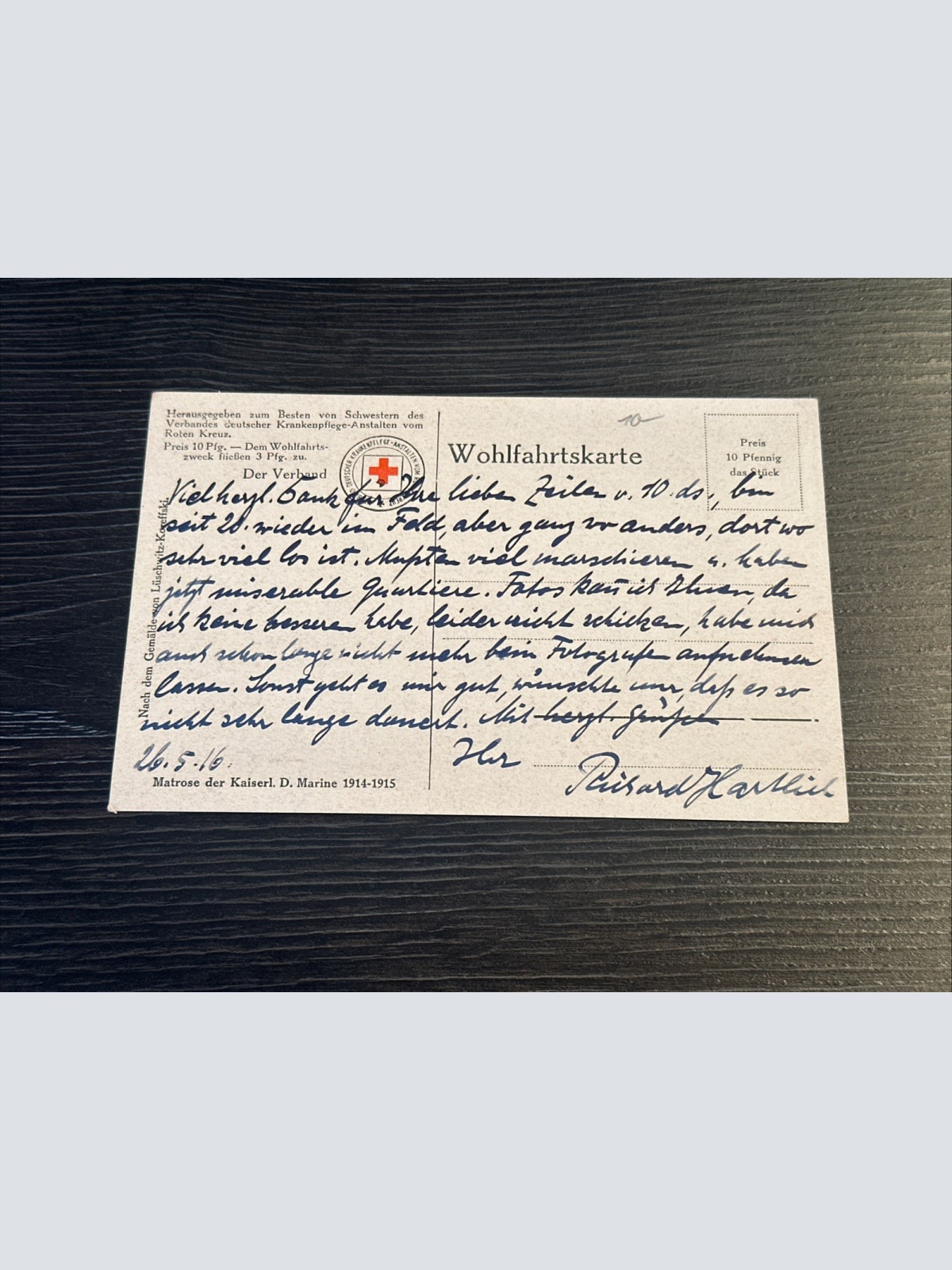 sign Alüschwitz Koreffski Matrose Kaiserliche Marine Sachsen Rotes Kreuz 8400 J