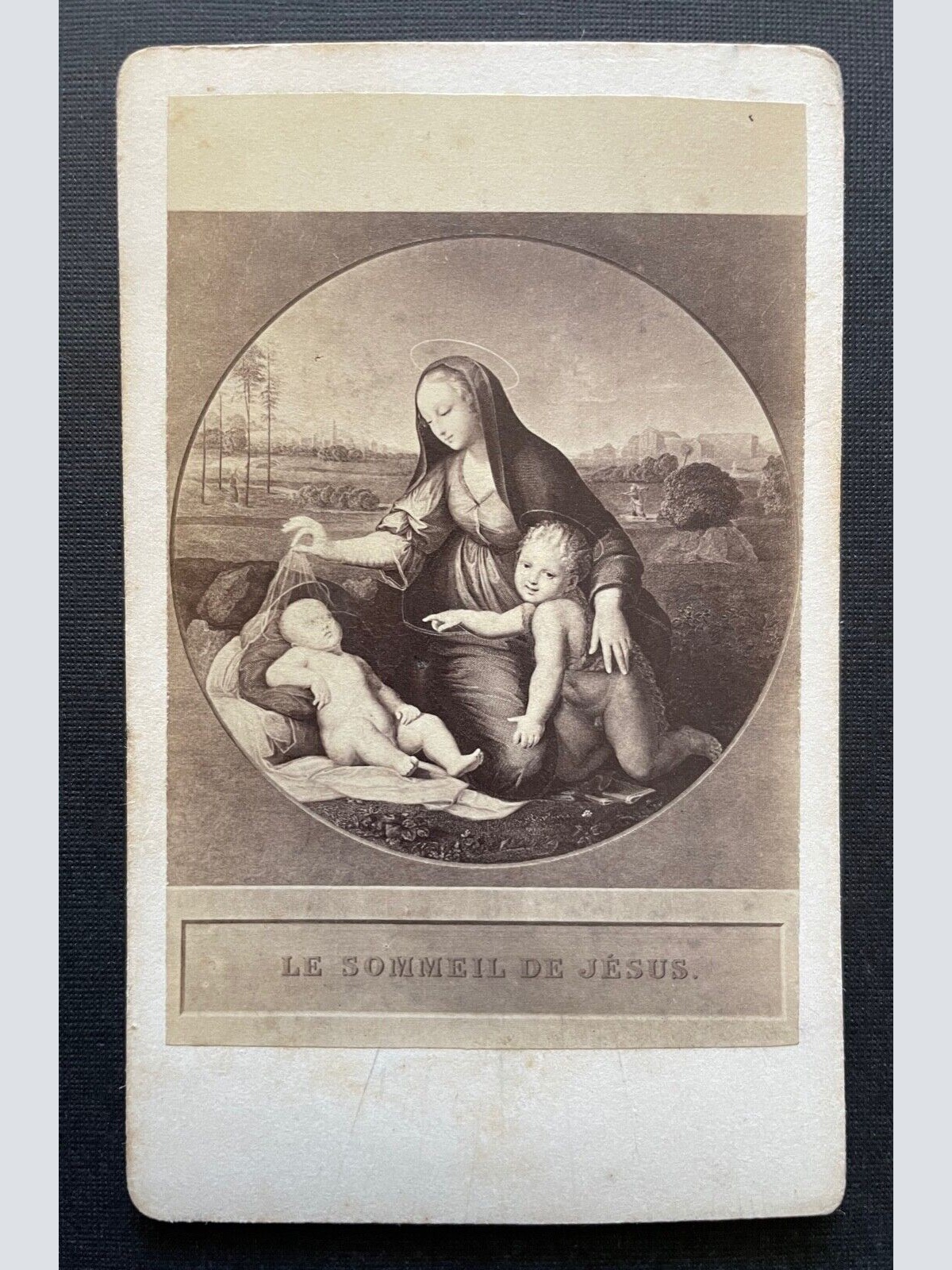 AK Foto Madonna m.d. schlafenden Kinde Raffael Bild Gemälde ca.10,1x6,2cm