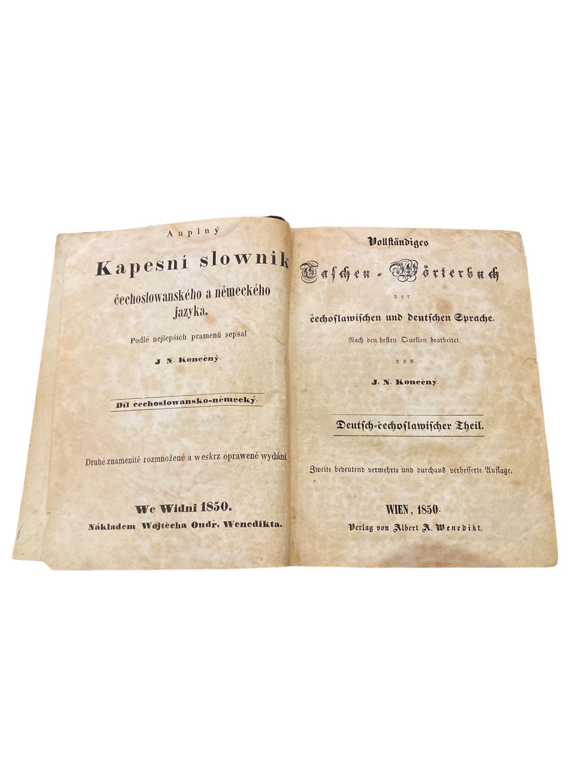 5625 J. N. Konecny VOLLSTÄNDIGES TASCHEN-WÖRTERBUCH DER CECHOSLOWAKISCHEN UND