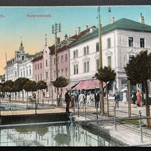 Wörishofen Kurpromenade Ort Bach Spaziergänger Bayern Deutschland 600132A TH D