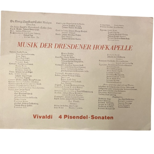 1929 MUSIK DER DRESDENER HOFKAPELLE. VIVALDI 4 PISENDEL-SONATEN