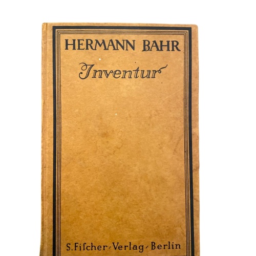 2189 Hermann Bahr INVENTUR HC S. Fischer Verlag Berlin 1912